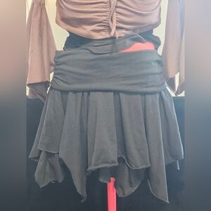 Dolls Kill Current Mood Black Handkerchief Hem Adjustable Length Fairy Skirt